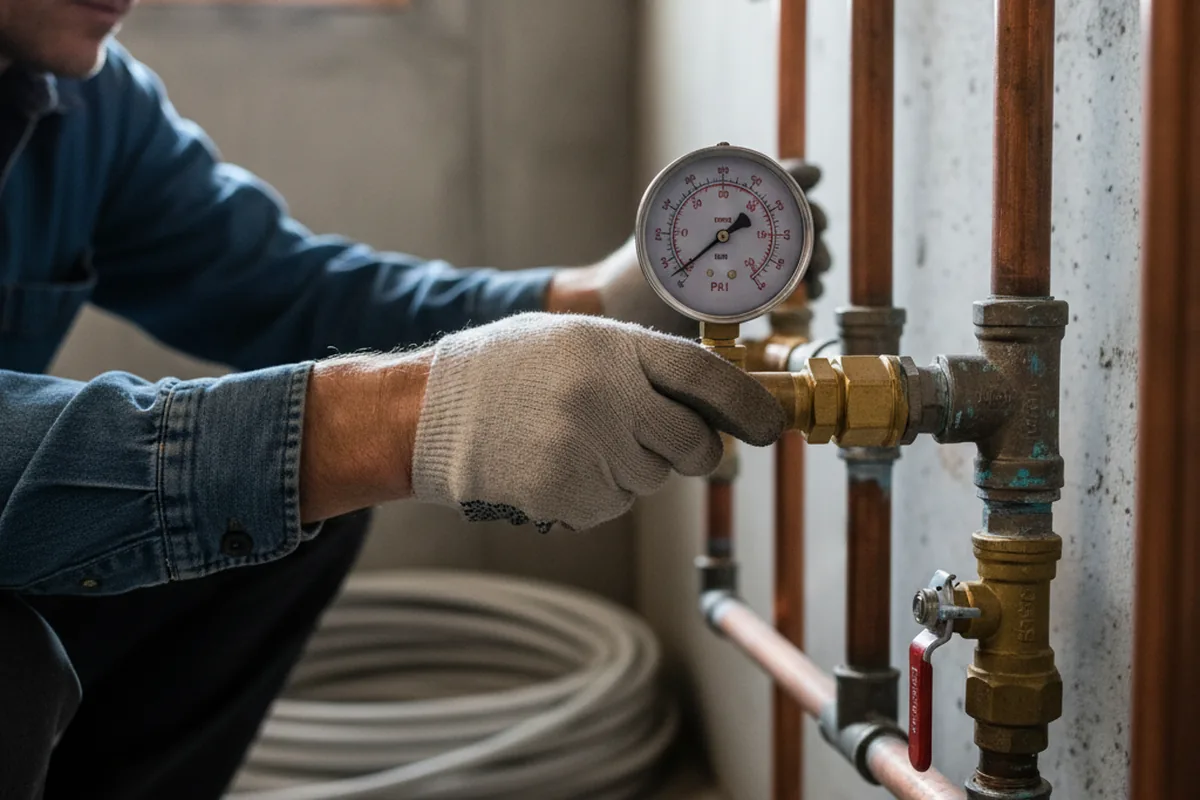 Pressure testing a repaired line during Water Line Repair in Marcellus